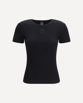 Pinko Brugherio T-shirt with embroidered love birds logo Female XS