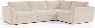 Sia Home Sof&aacute; esquinero derecho modular 5-6 plazas tejido tramado suave beige