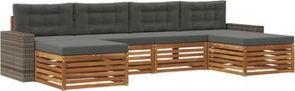 vidaXL Conjunto De Sof&aacute;s De Exterior 6 Uds. Madera De Acacia S&oacute;lida Vidaxl