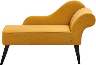 Beliani Right-Hand Chaise Lounge BIARRITZ Fabric Mustard