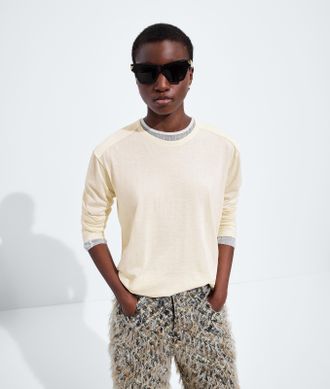 Bottega Veneta T-shirt in jersey di cotone e cashmere - Bianco - Donna - XS