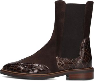 Pertini Schoenen, Dames, Bruin, 38 1/2 EU, Wol, Bruine Chelsea Boots met Krokodillenprint