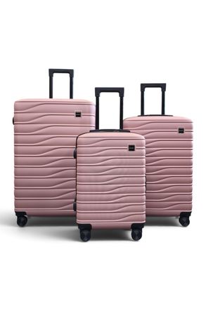 Infinity Leather Hardshell ros&eacute;gouden 8-wiel bagagekoffer, kofferset, kofferset - Voyage