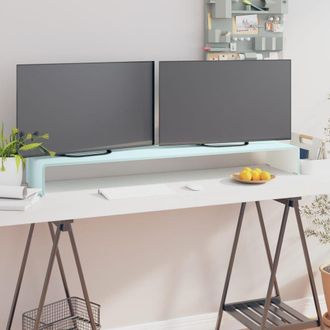 Berkfield Home TV Stand/Monitor Riser Glass Green 120x30x13 cm | Size: 120 x 30 x 13 cm