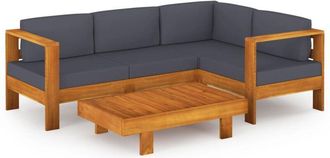 vidaXL Vidaxl - Muebles De Jard&iacute;n 5 Pzas Con Cojines Gris Oscuro Madera Acacia