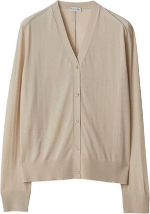 Burberry V-Neck Wool Knit Cardigan, Size XX-Small