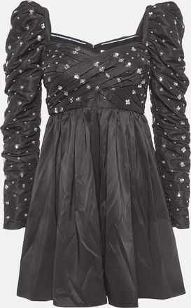 Self Portrait Black Cluster Sequin Synthetic Taffeta Mini Dress