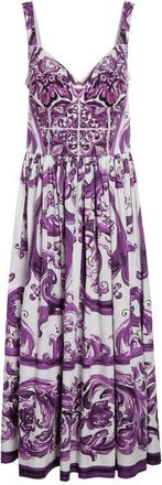 Dolce & Gabbana Majolica Print Poplin Midi Sundress in Hp5Dq Mix Maiolica L Viola at Nordstrom, Size 6 Us