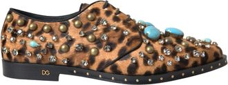Dolce & Gabbana Brown Leopard Hair Crystal Dress Broque Womens Shoes