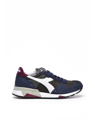 Diadora Blue Black Polyester Leather Trident Sneakers