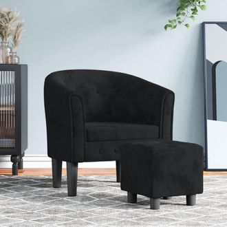 vidaXL Sill&oacute;n Con Taburete Terciopelo Negro Vidaxl