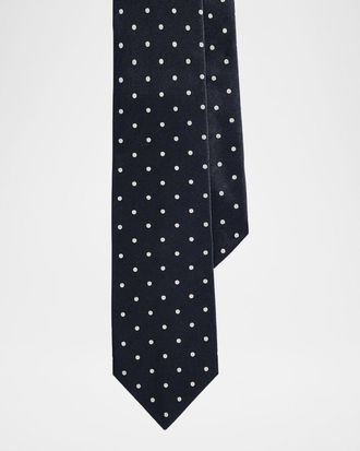 Ralph Lauren Purple Label Polka-Dot Silk Satin Tie