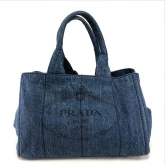 Prada Canapa Blue Canapa Handbag Tote Bag (Pre-Owned)