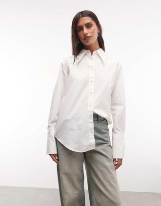 Wrangler camicia con colletto dramma in bianco sporco