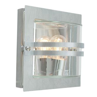 Netlighting Bern 1 Light Outdoor Wall Light Galvanised IP65 E27 in Grey