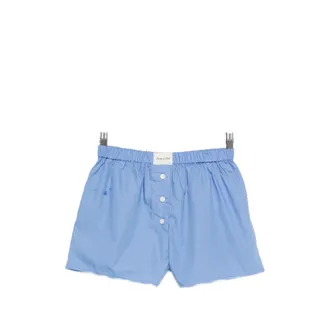 Sporty & Rich Logo-patch Buttoned-front Shorts