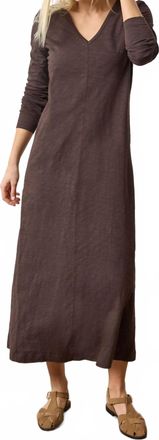 Lilla P Loose Knit Slub V-Neck Maxi Dress In Espresso