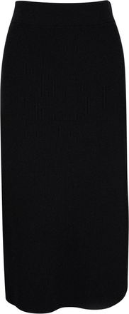 Brunello Cucinelli ribbed straight skirt - women - Virgin Wool/Cashmere/Silk - M - Black