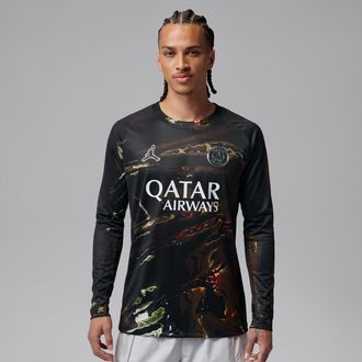 Nike Jordan Mens Paris Saint-Germain 2026 Stadium Night Edition Jordan Dri-FIT Soccer Long-Sleeve Replica Jersey in Black | IB3146-011