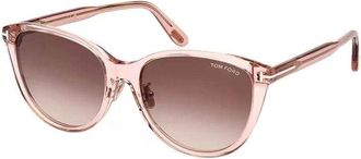 Tom Ford Sunglasses Round Full Rim, Shiny Pink Frame And Brown Gradient Lens Ft1055-K72F