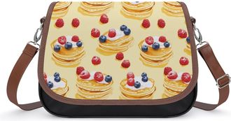 Generic Pancake With Berries Small Womens Crossbody Bags Shoulder Handbag with Adjustable Strap for Travel