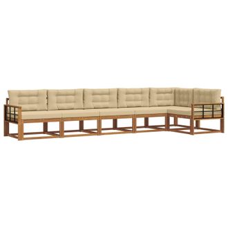 vidaXL Conjunto De Sof&aacute;s De Exterior Con Coj&iacute;n 6 Pcs Natural Y Beige Vidaxl