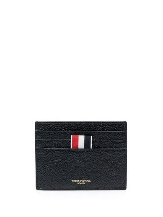 Thom Browne pebbled-leather card holder - unisex - Calf Leather - One Size - Black