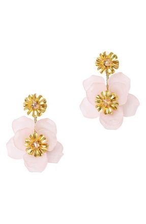 Deepa Gurnani Yuka Flower Drop Earrings in Baby Pink at Nordstrom