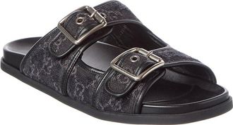 Gucci Logo Leather & Canvas Sandal