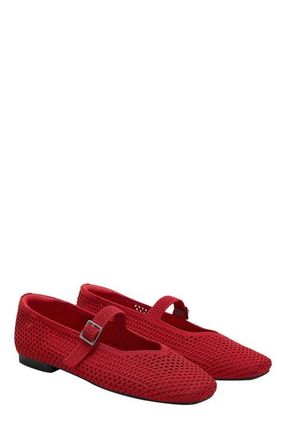 Vivaia Margot Mary-Jane Square-Toe Ballet Flats in Ruby Red Mesh at Nordstrom, Size 5.5