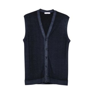 Daniele Fiesoli Chaleco de Punto con Cuello en V - Knitwear - Hombre - Azul - 2XL
