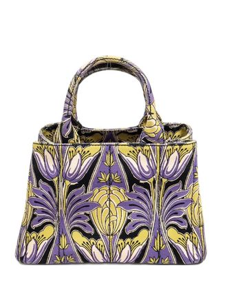 Prada small Floral Canapa tote bag - Purple