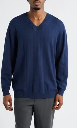 Open Edit V-Neck Sweater in Navy Iris at Nordstrom Rack, Size X-Small