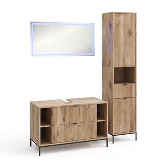 Vicco Juego De Muebles De Ba&ntilde;o De 3 Piezas Eliza, Roble Vikingo, 3 Partes, Vicco