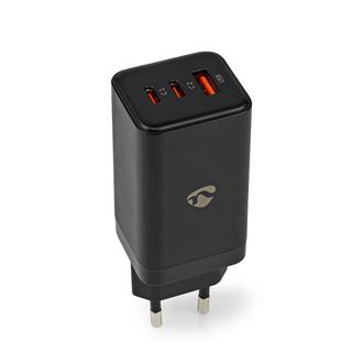 Nedis Cargador De Pared 65w Gan Funcion De Carga Rapida 30325 A A Numero De Salidas 3 Usb A 2x Usb C Seleccion Automatica De Voltaje