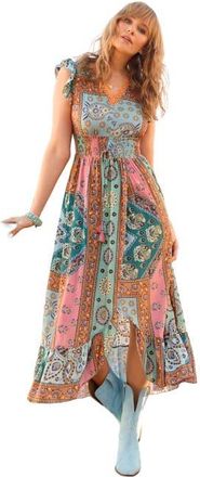 Joe Browns Patchwork Slit Maxi Dress in Multi Patchwork at Nordstrom, Size 16