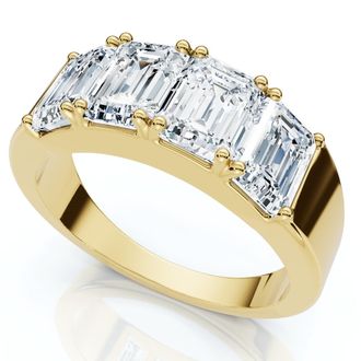 Pompeii3 2 1/4Ct Tetrad Diamond Ring Emerald Cut Anniversary Band 14k Gold/Pt Lab Grown