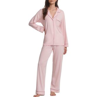 Eberjey Gisele Jersey Pajamas in Pale Pink/fig at Nordstrom, Size Xx-Large