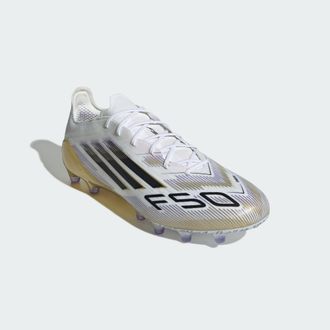 adidas adidas Performance Unisex F50 Elite Artificial Grass Boots - White & Black - Size UK 11.5