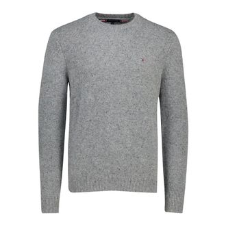 Tommy Hilfiger Truien & Vesten, Heren, Grijs, M, Wol, Donegal wollenmix trui met ronde hals
