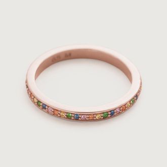Monica Vinader Rose Gold Multi Gemstone Eternity Ring 2mm Sapphire Mix