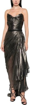 Maria Lucia Hohan Kleedjes, Dames, Grijs, XS, Pliss&eacute; Kant-Strik Maxi Jurk