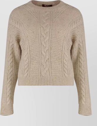 Max Mara alpaca wool metallic cable-knit cropped sweater