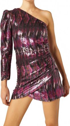 Misa Nova Dress In Brown Ikat Sequin