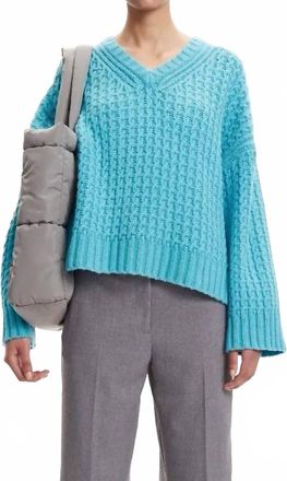 Samsøe & Samsøe Aline V Neck Sweater In Maui Blue