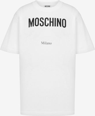Moschino T-shirt in jersey di cotone organico stampata - Bianco