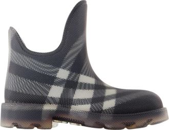 Burberry Rubber Marsh Stamp Hoge Laarzen - Dames - Regenlaarzen - Zwart - 36 EU - Katoen - Schoenen