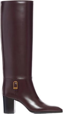 Saint Laurent 70 mm kalfsleren laarzen met gespdetail - Rood