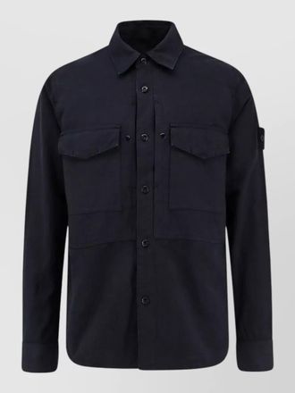Stone Island shirt cotton linen flap pockets buttons