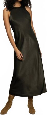 Sanctuary Everday Satin Dress In Black Olive